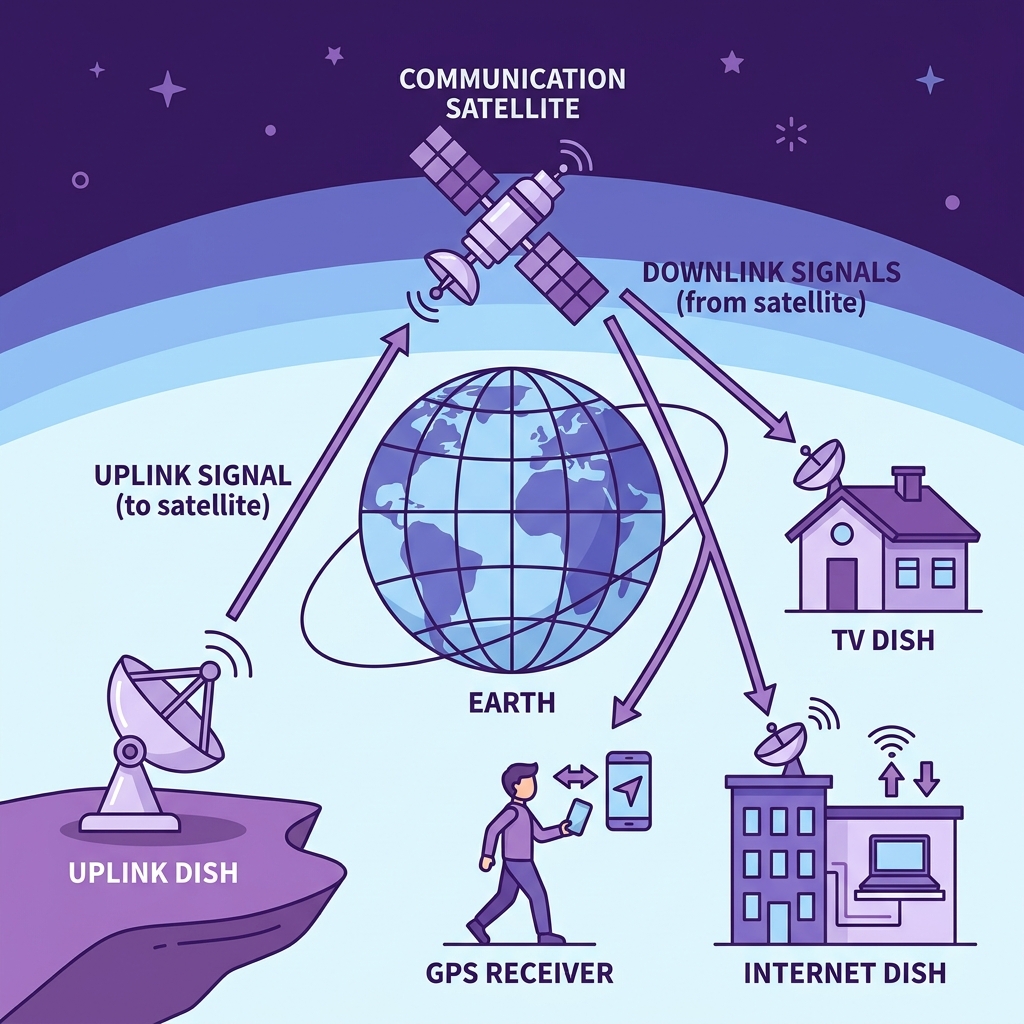 Sistem komunikasi satelit: uplink, orbit, downlink