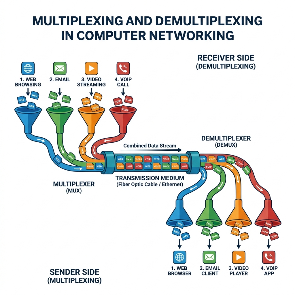 Ilustrasi Multiplexing dan Demultiplexing
