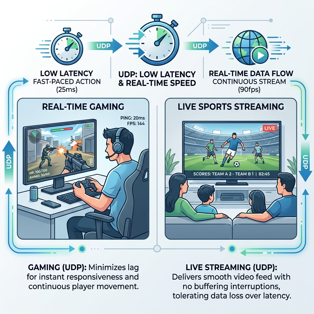 Ilustrasi pentingnya UDP untuk Gaming dan Streaming